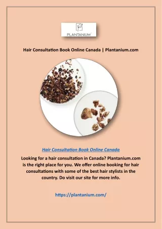 Hair Consultation Book Online Canada | Plantanium.com