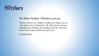 Pet Sitter Sydney  Floofers.com.au