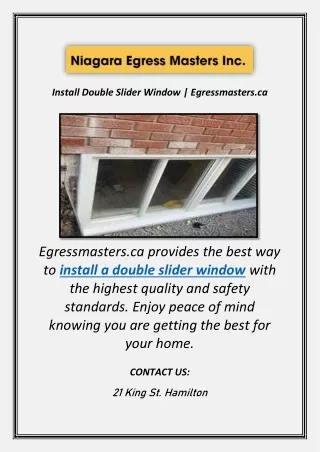 Install Single Slider Window | Egressmasters.ca