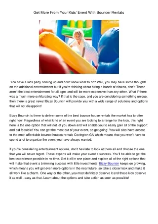get more from your kids event with bouncer rentals