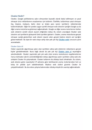 cloaker nedir cloaker google politikalar