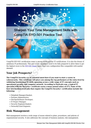 Sharpen Your Time Management Skills with CompTIA SYO-501 Practice Test