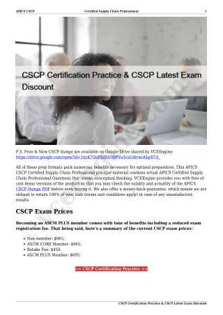 CSCP Certification Practice & CSCP Latest Exam Discount