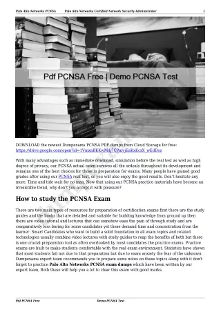 Pdf PCNSA Free | Demo PCNSA Test