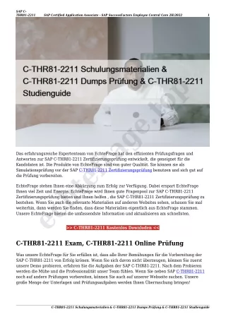 C-THR81-2211 Schulungsmaterialien & C-THR81-2211 Dumps Prüfung & C-THR81-2211 Studienguide