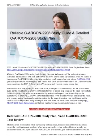 Reliable C-ARCON-2208 Study Guide & Detailed C-ARCON-2208 Study Plan