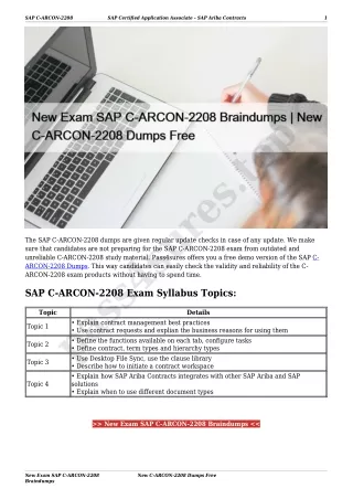 New Exam SAP C-ARCON-2208 Braindumps | New C-ARCON-2208 Dumps Free