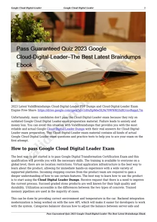 Pass Guaranteed Quiz 2023 Google Cloud-Digital-Leader–The Best Latest Braindumps Ebook