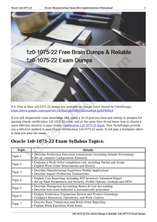 1z0-1075-22 Free Brain Dumps & Reliable 1z0-1075-22 Exam Dumps