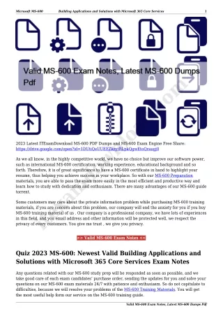 Valid MS-600 Exam Notes, Latest MS-600 Dumps Pdf