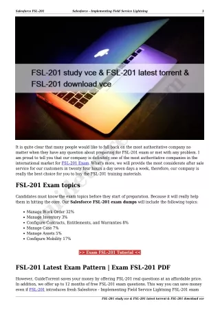 FSL-201 study vce & FSL-201 latest torrent & FSL-201 download vce