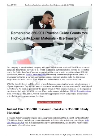 Remarkable 350-901 Practice Guide Grants You High-quality Exam Materials - Itcertmaster