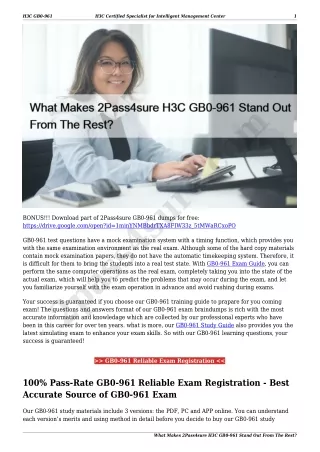 What Makes 2Pass4sure H3C GB0-961 Stand Out From The Rest?