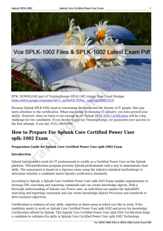 Vce SPLK-1002 Files & SPLK-1002 Latest Exam Pdf