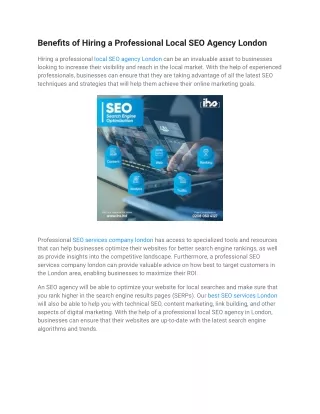 Benefits of Hiring a Professional Local SEO Agency London