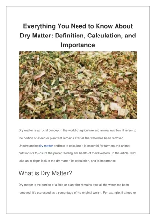 everything you need to know about dry matter