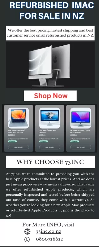 Buy Refurbished iMacs in NZ with warranty at 73inc