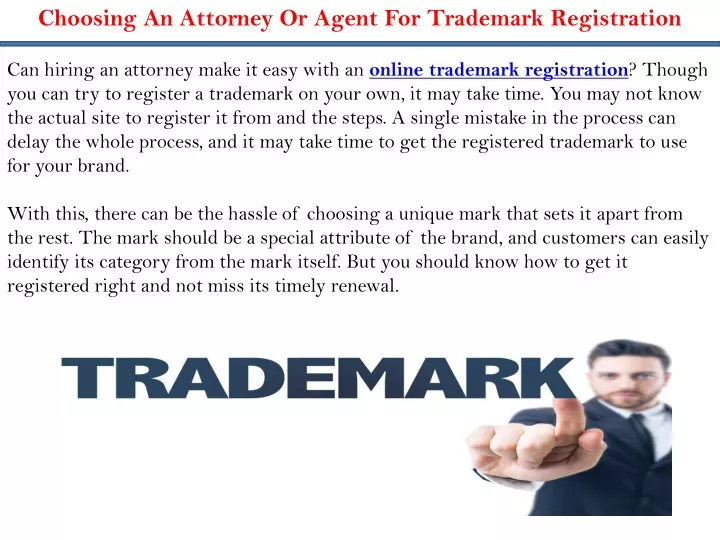 choosing an attorney or agent for trademark