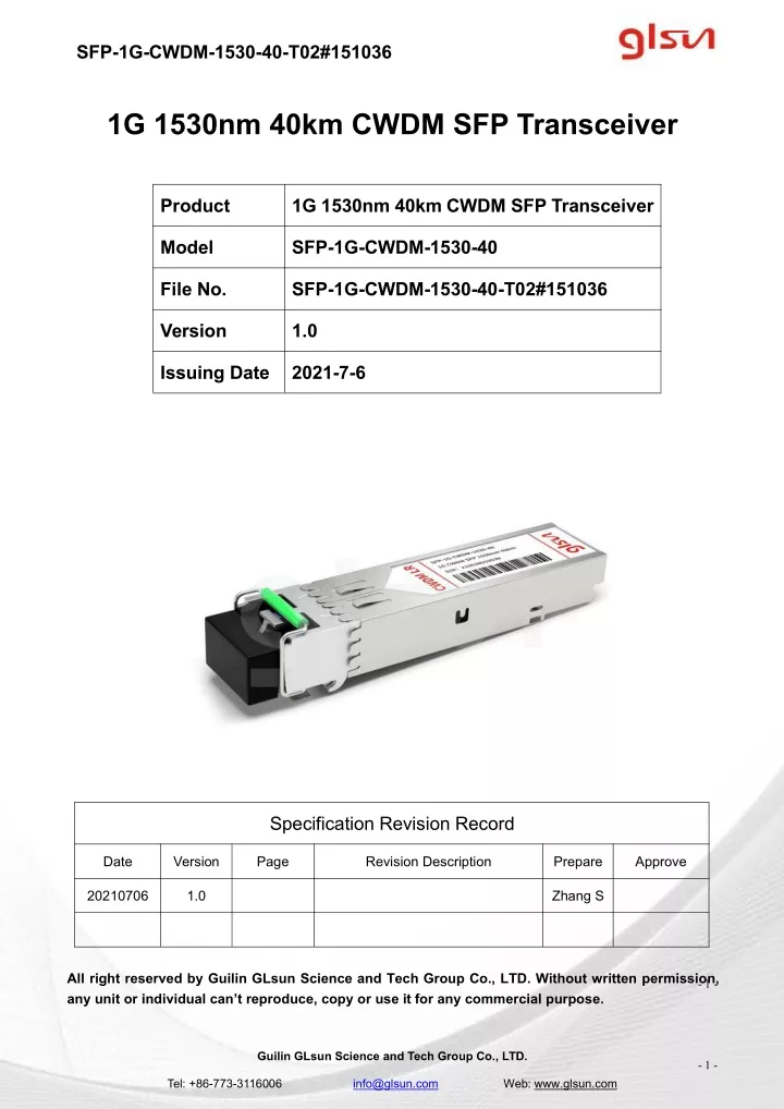 sfp 1g cwdm 1530 40 t02 151036