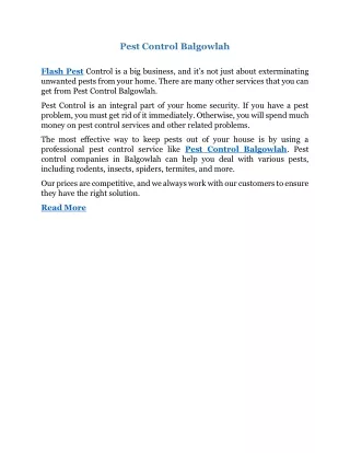 Pest Control Balgowlah