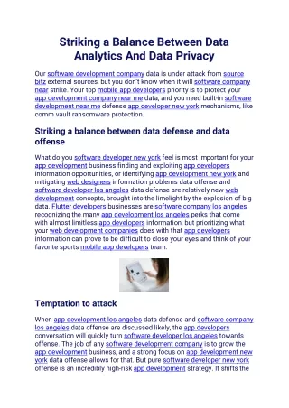 striking a balance between data analytics