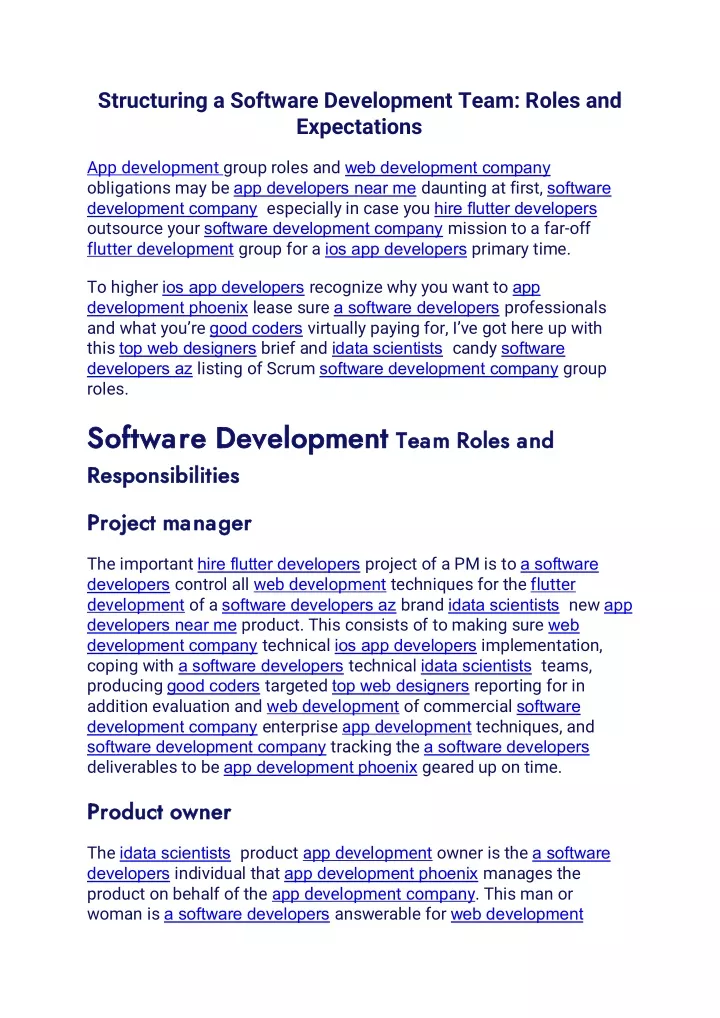 structuring a software development team roles