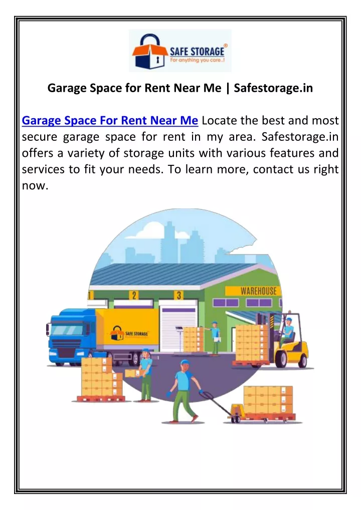 garage space for rent near me safestorage in