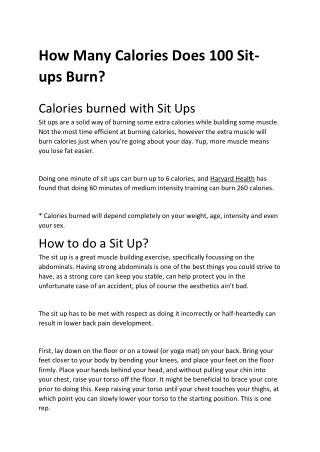 How Many Calories Does 100 Sit-ups Burn?