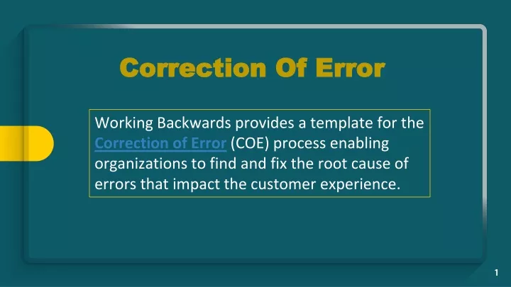 correction of error