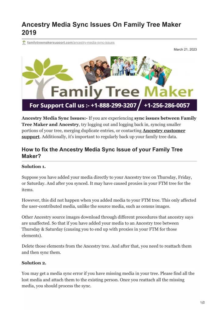 ancestry media sync issues on family tree maker