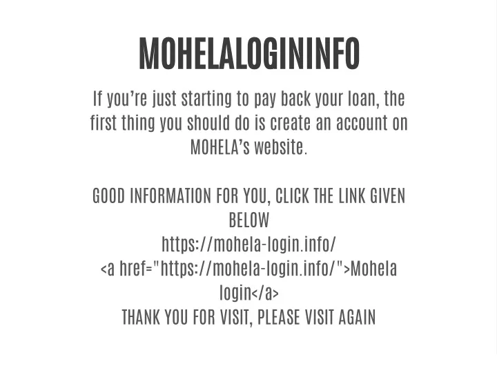 mohelalogininfo if you re just starting