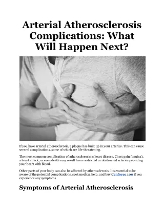 Arterial Atherosclerosis Complications What Will Happen