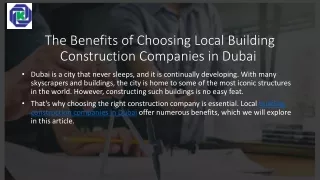 The Benefits of Choosing Local Building Construction Companies in Dubai _
