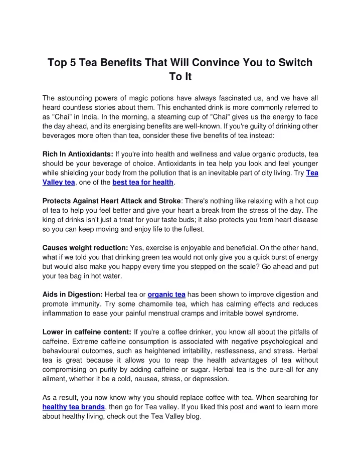 top 5 tea benefits that will convince