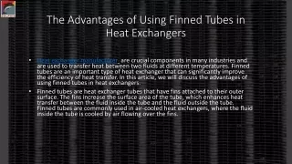 The Advantages of Using Finned Tubes in Heat Exchangers