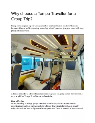 why choose a tempo traveller for a group trip