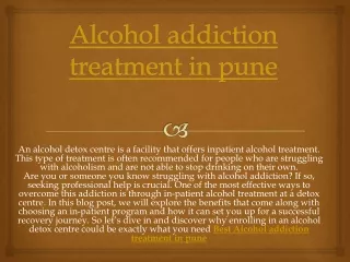 Alcohol addiction treatment in pune
