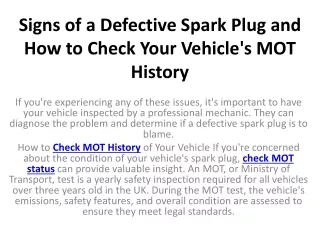 signs of a defective spark plug and how to check your vehicle s mot history