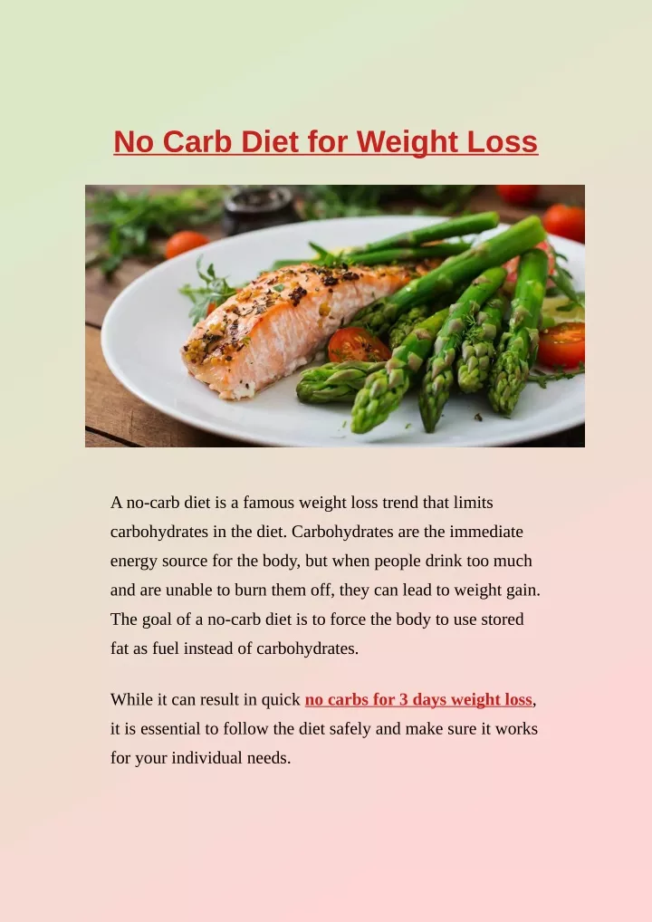 no carb diet for weight loss