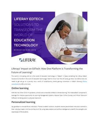 Liferay Impact on EdTech How One Platform is Transforming the Future of Learning