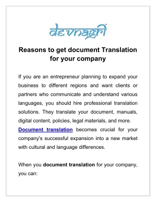 reasons to get document translation for your