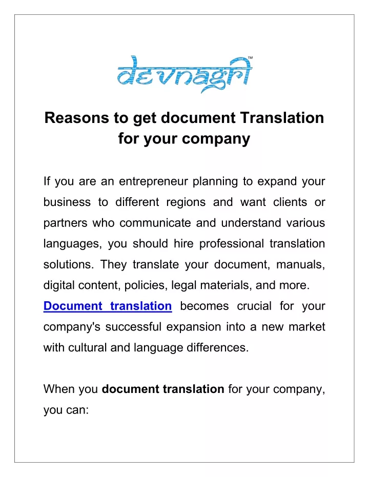 reasons to get document translation for your