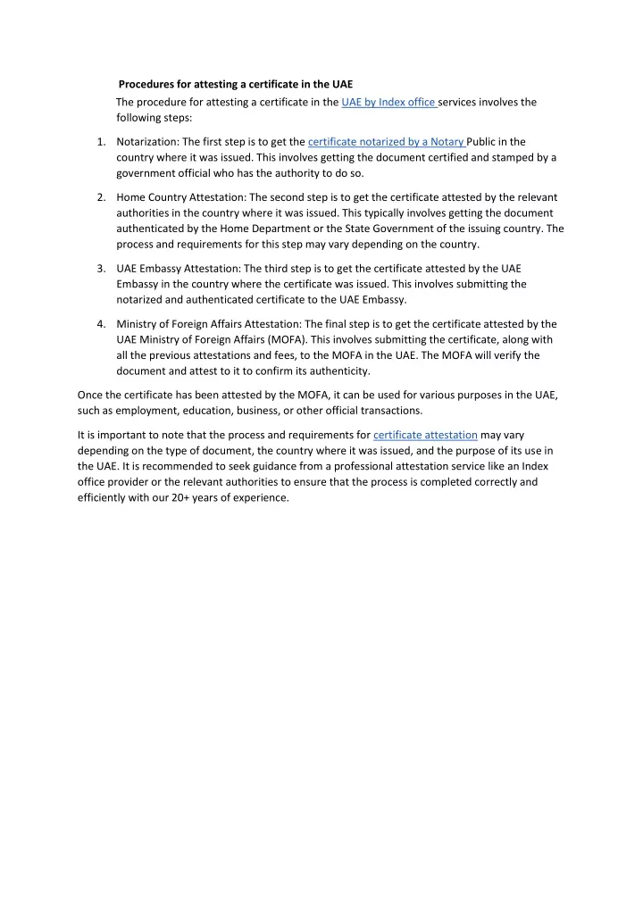 procedures for attesting a certificate