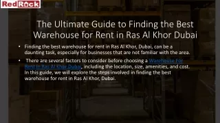 The Ultimate Guide to Finding the Best Warehouse for Rent in Ras Al Khor Dubai_