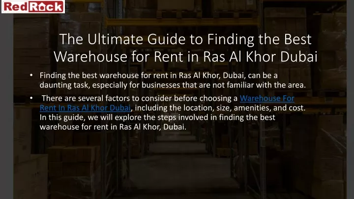 the ultimate guide to finding the best warehouse for rent in ras al khor dubai