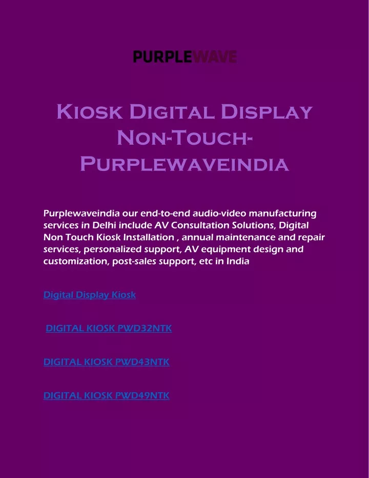 kiosk digital display non touch purplewaveindia