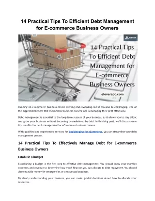 14 practical tips to efficient debt management