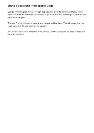 using a proxyfish promotional code using