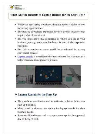 What Are the Benefits of Laptop Rentals for the Start-Ups?