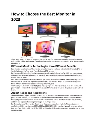 How to Choose the Best Monitor in 2023